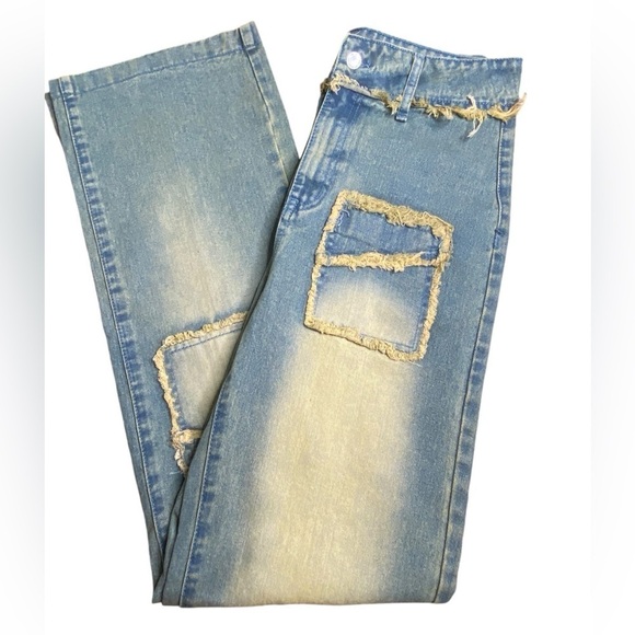 PrettyLittleThing Tall Distressed Detail High Waist Wide Leg Jeans Women’s Size4 - Picture 5 of 13